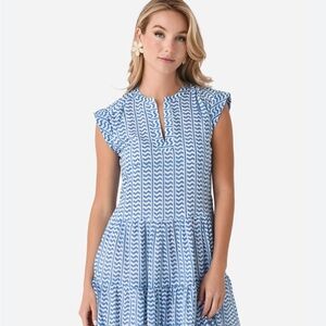 OLIPHANT Small Cotton Blue/White tiered Dress